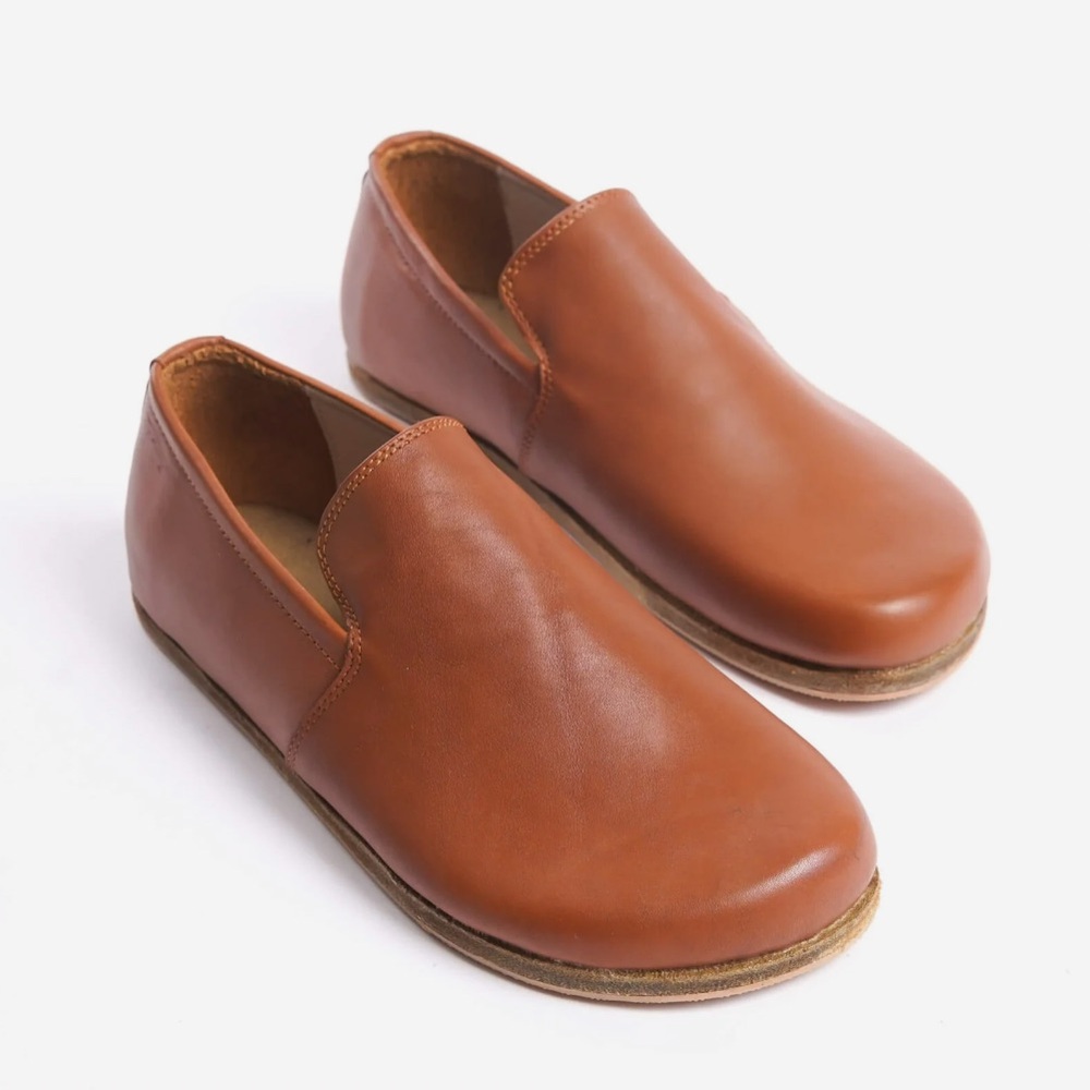 Pelanir Tan Brown Leather Women Loafers